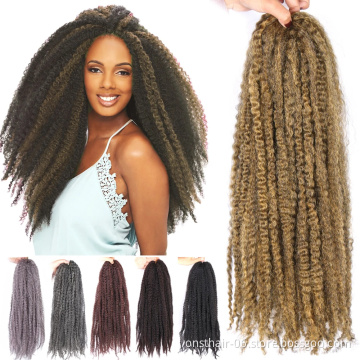 Hot Selling Afro Kinky bulk Crochet Hair Ombre Synthetic Twist Marley 20inch Braiding Hair Braid Long  Golden Red For Women